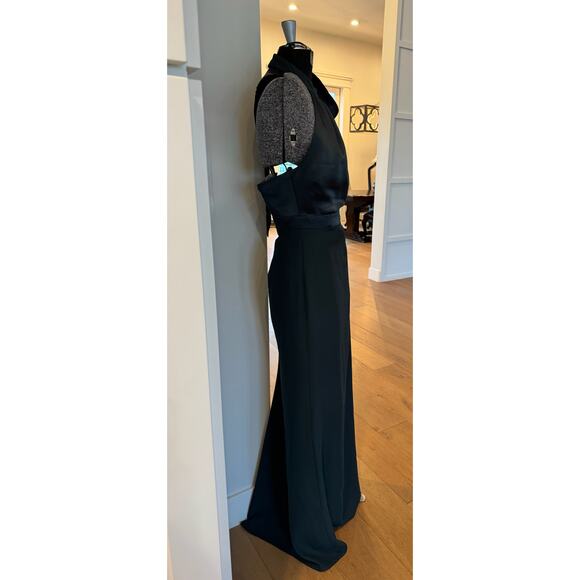 After Six Gown Sz 8 Halter Neck Open Back Floor Length Formal Evening Evergreen - Picture 5 of 12